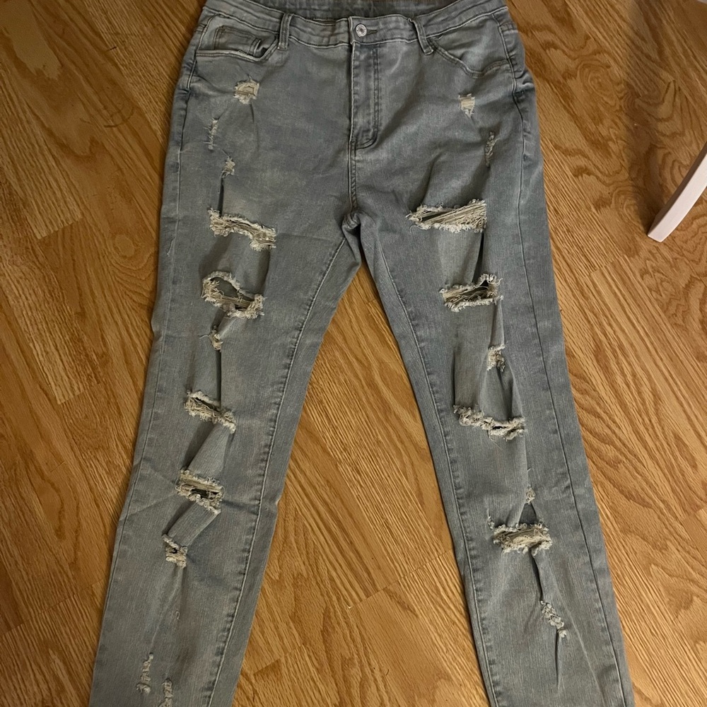 Distressed Women's Blue Jeans